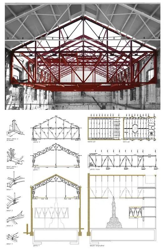 Estructura històrica del local de la colla a la Fabra i Coats.